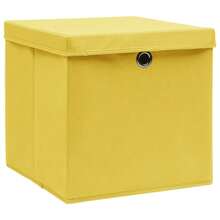 Cajas de almacenaje con tapas 10 uds amarillo 28x28x28 cm multifuncional y gran capacidad ahorra espacio y fácil de limpiar estable y estético ideal para sala de estar comedor y dormitorio - Amarillo - Ver 7