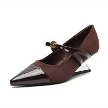 2026 Primavera Zapatos de tacón alto con punta afilada de moda, estilo elegante francés adecuado para vestidos, zapatos de lujo de cuero - Café integral - Ver 14