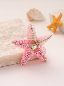 1pc Handmade Beaded Starfish Brooch, Bohemian Ocean Style, Suitable For Women's Daily, Beach, Vacation Casual Wear. Handmade Shape And Color May Vary Slightly. - Starfish - View 2