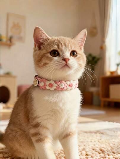 Easter | Handmade Pet Neck Collars With Three-Dimensional Yarn Flowers That Are Vibrant, Suitable For Both Cats And Dogs, Adjustable For Adult Cats And Small Dogs, Comfortable To Wear Without Choking