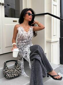 DEEKA Bộ sưu tập Xuân/Hè Mới Về Thời Trang Nữ: Áo Camisole chấm bi ren tối giản màu trắng, thích hợp cho kỳ nghỉ - trắng - Xem 7