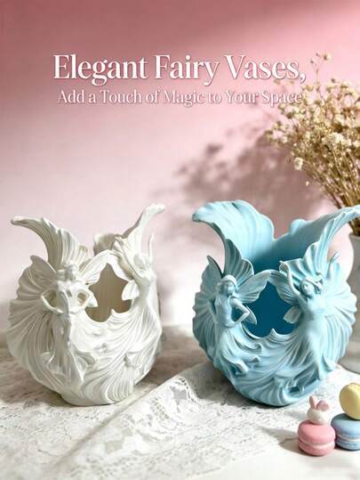 1pc Fairytale Dual Fairy Makeup Brush Holder, Makeup Storage Desktop Decor, Vanity Table Decoration