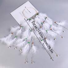1pc Elegant Bohemian White Feather Headband - Unique Tassel Headpiece With Beaded Details, Suitable For Weddings, Parties, Vacations And Other Occasions - Multicolor - View 4