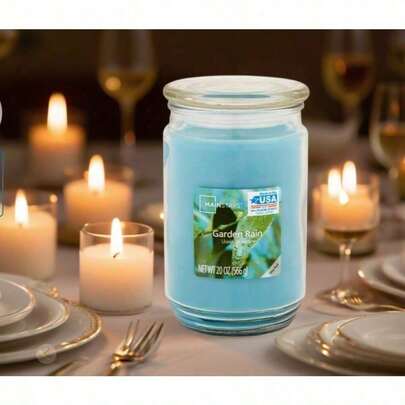 NEW-Candle,Garden Rain Single-Wick Large Glass Jar Candle, 20 Oz