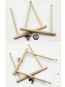 1pc/2pcs Parrot Chewing Toy, Natural Wooden Perch, Bird Cage Accessories, Bird Supplies, Swing With Ringing Bell Perch - View 3