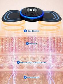 1pc Rechargeable Portable Mini Neck Massager, Electric Neck Massage Pad To Relieve Shoulder & Neck Stress, EMS Microcurrent Neck Massage Patch, 8 Modes 19 Intensity Levels, Suitable For Work, Home And Travel - Blue - View 8