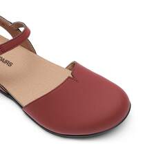 Women's Arch Support Sandals Closed Toe Comfort Cork Footbed Flat Sandals Wide Round Toe Summer Work Walking Vacation Shoes - 酒紅色 - 查看 7