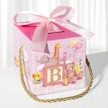 12个可爱卡通礼盒，粉色和蓝色动物图案，适合包装洗礼用品和糖果 - 動物款 - 查看 6