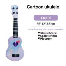 Cartoon Ukulele, Beginner Playable Musical Instrument Toy Guitar, Cartoon Starry Sky Cat, Heart, Lucky Clover Guitar, Beginner Practice Instrument, Family Gathering Music Toy, Animal Pattern Realistic Playable Guitar - Multicolor - View 14