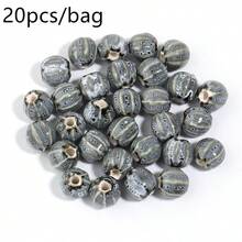 20 piezas/paquete Cuentas de cerámica con esmalte floral, cuentas de cerámica estilo vintage para hacer pulseras, collares, cadenas de teléfono DIY, patrón rayado de sandía de 12 mm - Cuentas de porcelana con esmalte de flores - Ver 13