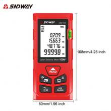 SNDWAY 1件雷射測距儀 50/70/105/125m 便攜式雷射測距儀 米/英吋/英尺單位切換 背光LCD螢幕 距離/面積/體積/勾股定理測量模式 - A - 查看 8