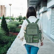 Mesh Backpack 36L Large Heavy Duty Casual Daypack For School And Outdoor Activities With Inner Laptop Compartment, Durable Polyester Material - Xanh lá cây đậm 34L - Xem 7