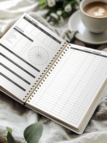 Trees Quick Budget Planner Notebook With Stickers, 116 Pages, A5 Portable Monthly Bill Payment Checklists With Spending Chart & Transparent Pockets, For Home School Office Supplies, Gifts For Friends - Flower Style - View 4