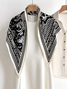1pc Vintage City Map Print Triangle Scarf Wraps Soft Silky Feel All Season Spring, Summer, Autumn And Winter Shawl And Wraps Suitable For Daily Outings Travel Wedding Party Balls Banquets Bridesmaid Headscarfs Women Accessories,Beach,Holiday - Multicolor - View 8
