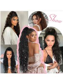 Ponytail Extension 30 Inch Drawstring Pony Tails Hair Extensions For Women Long Curly Ponytail Synthetic Hairpieces For Daily Use Auburn - Multicolor - View 10
