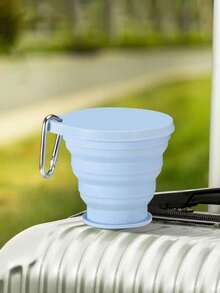 1个带盖硅胶可折叠旅行杯，可折叠露营杯，可伸缩可重复使用便携式饮水杯，适合户外运动，口袋大小不锈钢折叠水瓶 - 彩色 - 查看 7