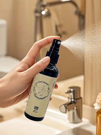 100毫升天然花果香空气清新喷雾，玫瑰香型 - 持久除臭，适用于家居、衣物、卧室、客厅 - 优雅玻璃瓶，黑色瓶盖，塑料容器，含天然精油，是理想的礼物。