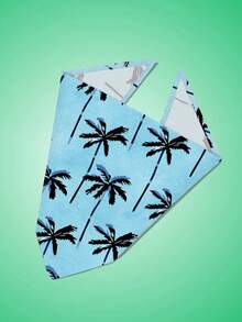 2 piezas Pañuelos triangulares ajustables con estampado de plantas y frutas para perros y gatos pequeños a grandes, con diseños de árbol de coco, girasol, para primavera y verano - Multicolor - Ver 8