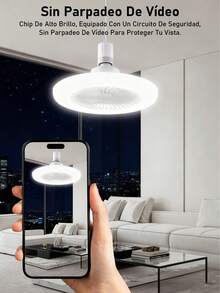 Ventilador de techo de anillo LED,Ventilador de Techo con Control Remoto de Luces,3 Velocidades,Con Función de Temporizador,para Cocina/Baño/Dormitorio - 6 piezas - Ver 4
