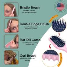 Curl Defining Brush, Curly Hair Brush For Styling, Shaping, Detangling &Amp; Defining Curls For Women And Men, Curl Brushes For Curly Hair Work On All Wet Or Dry Hair Types (Pink,4 Pcs Set) - ColorE - 查看 3