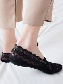 1/5/10双装 女士春夏时尚菱形薄蕾丝防滑不脱落吸汗透气隐形袜 - 彩色 - 查看 5