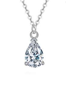2CT Pear Moissanite Pendant Necklace S925 Sterling Silver Women's Necklace Wedding Engagement Jewelry Gift Moissanite Certificate And Exquisite Packaging Box For Mother's Day And Valentine's Day - 2CT 7*9mm Moissanite - View 1