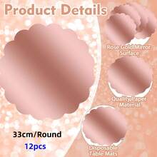 12/24 件装，33 厘米餐垫，一次性玫瑰金花朵餐垫，适用于圣诞节、餐厅、生日、派对、宴会、咖啡馆、毕业派对。 - 查看 8