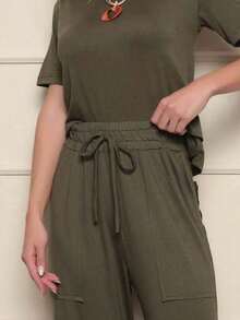 Pants With Pockets, Made Of Lightweight Fleece Fabric. - 軍綠色 - 查看 4