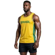 Brazil World Cup 2026 Sports Tank Top | Lightweight And Comfortable Fitness T-Shirt For Gym, Training, Weightlifting And Running - Brazil Vàng - Xem 4