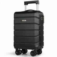 Carry-On Luggage Lightweight ABS Hard Shell Cabin Suitcase With Removable Wheels 16 Inch Travel Trolley Case-Black - Black - View 1
