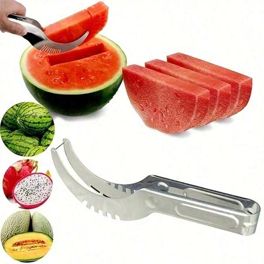 1pc Stainless Steel Watermelon Slicer - Simple Kitchen Tool For Fruit Dividing And Cutting - Multicolor - View 1