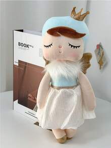 1pc 35cm/13.78in Cute Angel Princess Plush Doll, Soft Stuffed Fairy Doll With Golden Crown, Wings And Tulle Skirt, Suitable For Children Girls, Perfect For Bedroom Decor And Birthday/Christmas Gift - Baby Blue - View 3