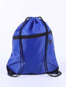 1 pieza/5 piezas/10 piezas/15 piezas Bolsa con cordón y cremallera, bolsa de almacenamiento de mochila de poliéster con doble cordón, gran capacidad - Multicolor - Ver 13
