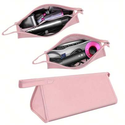 Pu Leather Hair Tools Travel Bag, Double Travel Organiser, Portable Lightweight Hard Carrying Case Organiser For All Brands Of Hairdryers And Voluminous Hot Air Brushes And Accessories ,Christmas Gifts/Halloween Gifts(Bag Only)