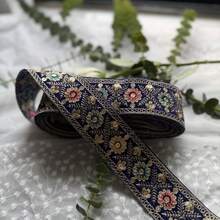 1卷，2码花卉提花刺绣花边饰带，装饰花边，适用于女士服装、DIY头饰、服装领口、窗帘装饰、缝纫工艺用品 - 多色 - 查看 13
