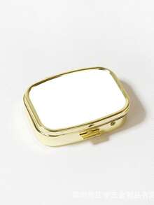 1pc Portable Mini Square Metal Pill Box, Jewelry Box - Multicolor - View 5