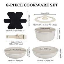 ABKOK 5pcs/8pcs Set Non-Stick Cookware Set With Detachable Handles, Suitable For All Stovetops, Essential Kitchenware With Heat Resistant Handles - View 5