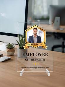 Quà tặng cá nhân hóa nhân viên xuất sắc tháng bằng acrylic, khung vàng, ảnh và chữ, bảng quà tặng cá nhân hóa, bảng acrylic, quà cảm ơn cá nhân hóa, quà tặng ảnh mạ vàng nhân viên xuất sắc tháng, bảng quà tặng cá nhân hóa cho nhân viên. - Nhiều màu - Xem 5