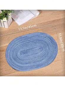 2/4/6/8/10/12 Pcs Set Woven Oval Placemats, 12x18 Inches, Natural Woven Heat Resistant Placemats, Suitable For Daily Family Gatherings And Wedding Parties (Blue) - Blue - View 5