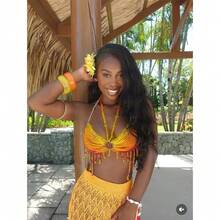 European And American Style Handmade Beaded Bust Chain For Women, Multi-Layer Beaded Body Chain For Beach Or Pool, Sexy Accessory, DIY Bikini Chain - 桔色 - 查看 2