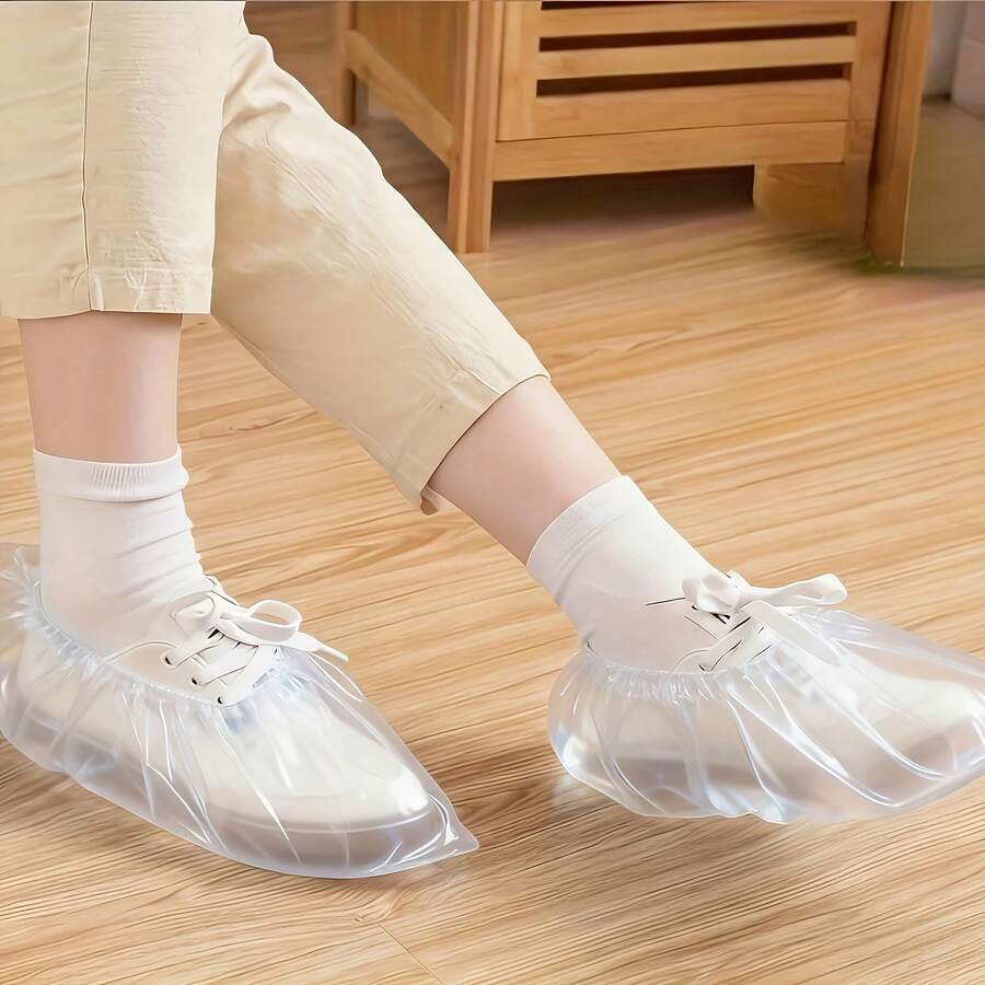 100/200/300/400/500 Buah Pelindung Sepatu Sekali Pakai Transparan - Pelindung Sol Anti Selip Plastik Tebal Tahan Lama, Pas dan Nyaman, Cocok untuk Rumah, Rumah Sakit, Laboratorium, Pabrik - Sandal Pelindung Sepatu Higienis untuk Perlindungan