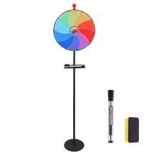 16 Inch Color Prize Wheel, 10 Slots Roulette Spinning Game Wheel With Height Adjustable Metal Stand, Dry Erase Marker And Eraser, Tabletop Roulette Spinner Of Fortune For Party Carnival Trade Show - A - View 1