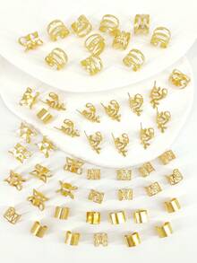 48颗波西米亚风迷你脏辫珠复古镂空发圈合金发饰发夹发圈发饰辫子发饰 - 金色 - 查看 4