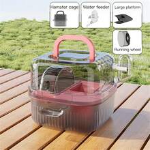 Luxury Transparent Hamster Cage, Double-Deck Large Space Gerbil Habitat, Portable Carrying Cage - Multicolor - View 13