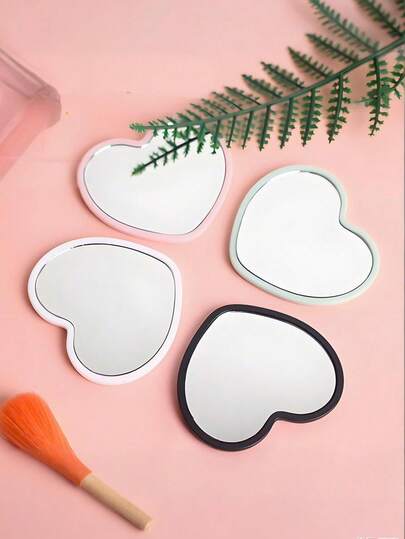 18 قطعة مرايا مكياج محمولة بشكل قلب صغير - تصميم بسيط، سطح مصقول، إطار بلاستيكي، حامل مكتبي، خالي من العطور، بموضوع زهري، تصميم محمول، لا يحتاج إلى طاقة، مرآة مكتبية أنيقة | مرآة متينة، مرايا جميلة وصغيرة، مثالية لديكور عيد الميلاد والزفاف وحفلات الهالوين والهدايا الحفلات