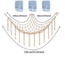 Large Plush Animal Storage Hammock Or Net Corner - Stuffed Animal Hanging Hammock Net - Cute Plush Animal Storage Rack - Nursery Bedroom Wall Home Decor, Comes With 3 Hooks - View 11