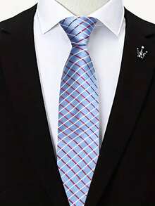 1条格子领带，适合休闲、街头、商务、派对、送礼、日常穿着 - 彩色 - 查看 18