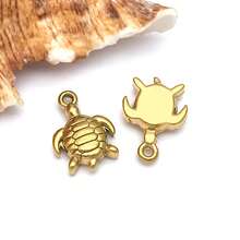 2 piezas Colgantes de metal de animales marinos de acero inoxidable dorado, con diseños de estrella de mar y delfín, para hacer joyería de verano y playa - Dorado - Ver 22