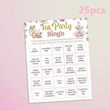 Set,Tea Party Bingo Game Set, 24 Player Cards For Birthday, Bridal Shower, Gender Reveal Shower, Wedding Favors,Ladies Game Night Party - Style 1 - View 12