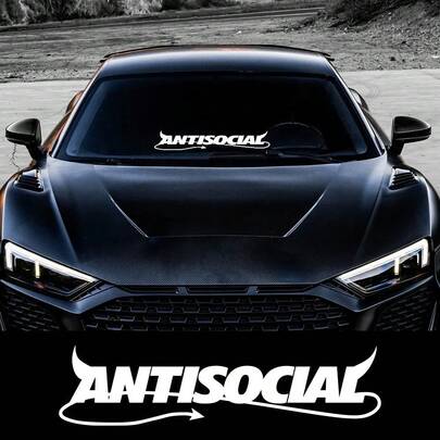 Antisocial Car Windshield Sticker Auto Body Rear Window Decal For VW Tesla Audi Seat Subaru Car Accessories